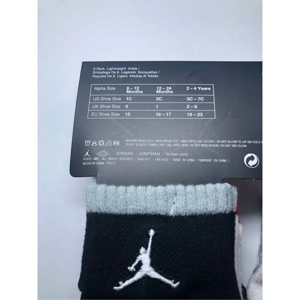 Jordan Baby Socks 6-Pack size 6-12 Months